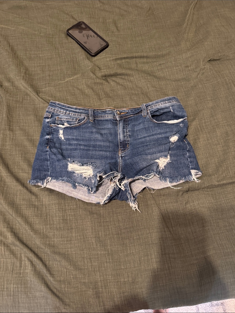Women’s Distressed Blue Denim Cutoff Shorts